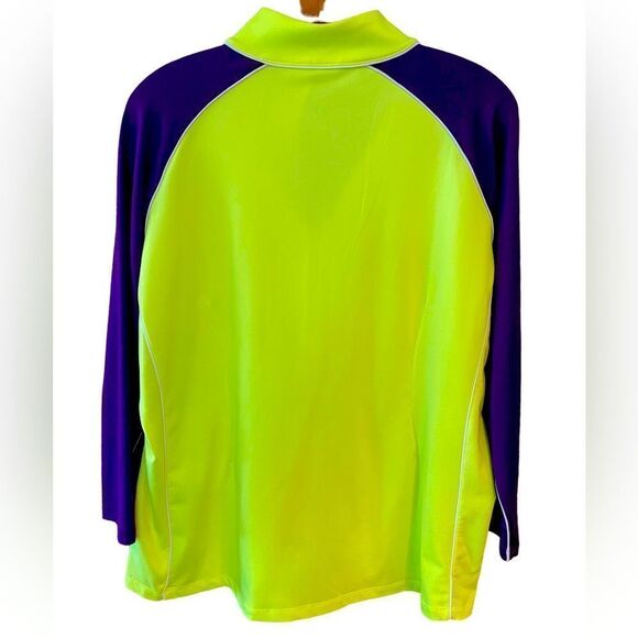 Jofit Sz XL Néon Green & Purple Golf Tennis Pickleball 1/4 Zip Long Sleeve Top - Picture 2 of 7